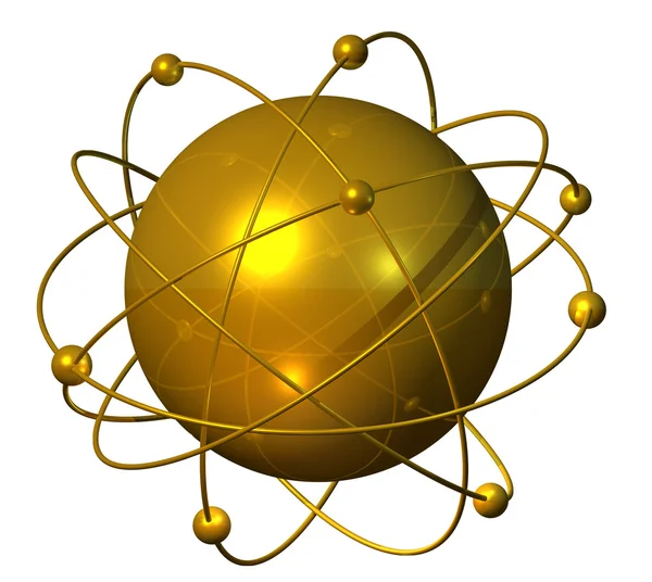 Pianeta atomico dorato — Foto Stock