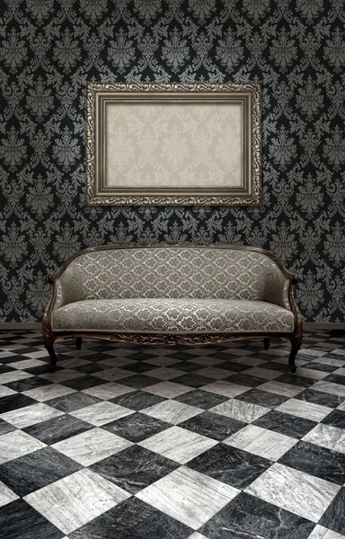 Классический диван на мраморном полу — стоковое фото