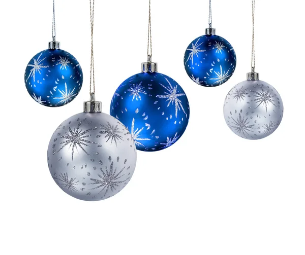 Mavi gümüş Noel topları — Stok fotoğraf