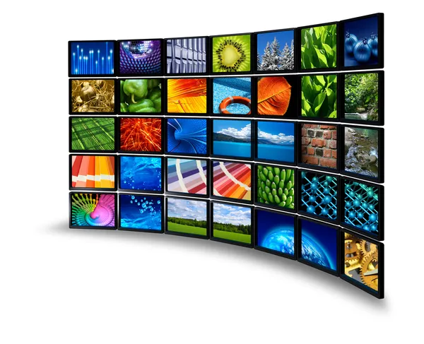 Multimedia monitor wall Stock Image