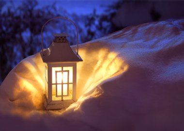 Lantern in snow clipart