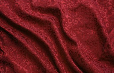 Red damask brocade fabric clipart