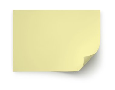 Yellow note pad paper curled clipart