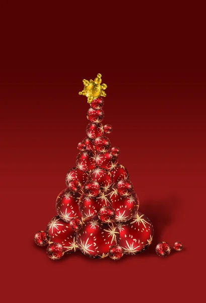红色圣诞球树 — 图库照片