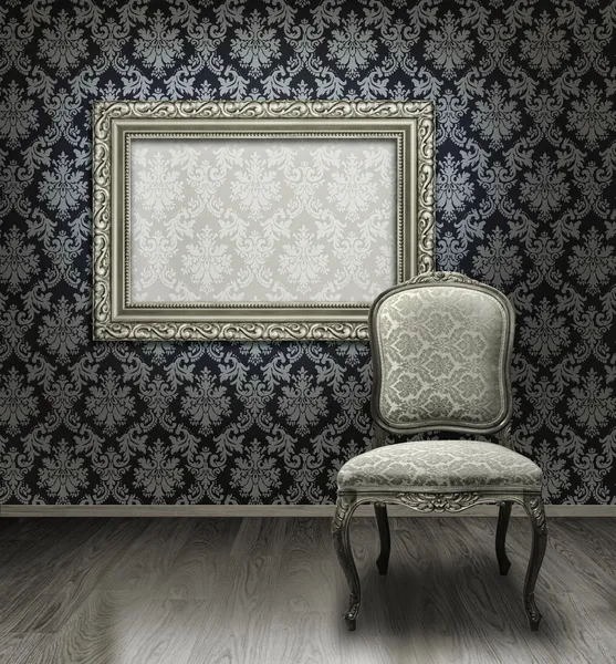Classic chair and silver frame — Stock Photo, Image
