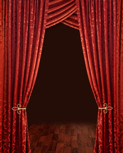 Crimson röd teater gardiner — Stockfoto