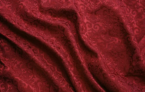 Κόκκινο μπροκάρ Δαμασκηνό ύφασμα — Φωτογραφία Αρχείου