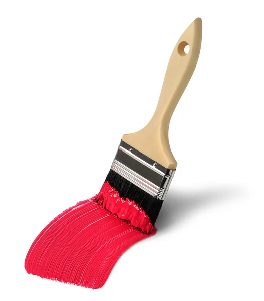 Brush with red paint stroke — Stock Photo, Image