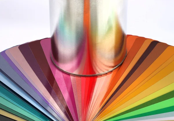 Tin can reflect colour sample chart — Stock Photo, Image