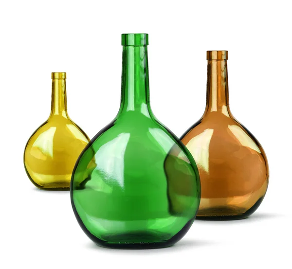 Экзотические цветные стеклянные бутылки — стоковое фото