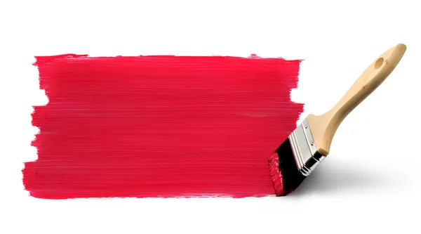Kırmızı boya fırça boyama — Stok fotoğraf