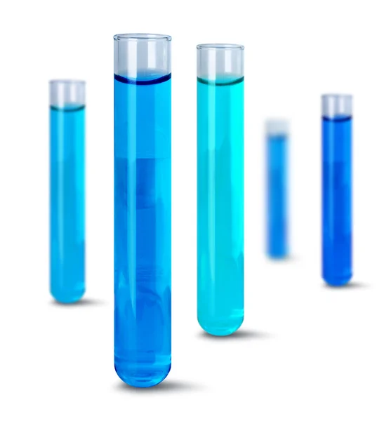 Tubos de ensaio líquidos azuis — Fotografia de Stock