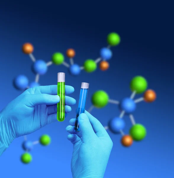 테스트 튜브 분자 모델 — 스톡 사진