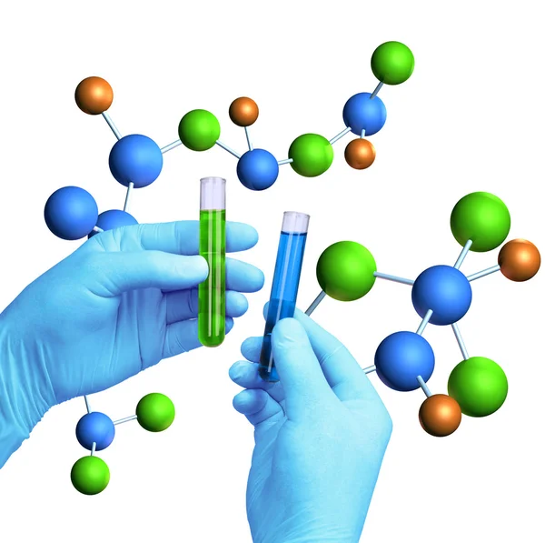 Test tüpleri moleküler model — Stok fotoğraf