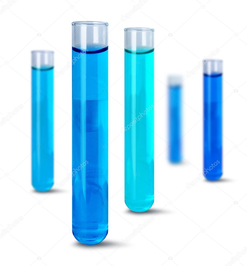 Blue liquid test tubes