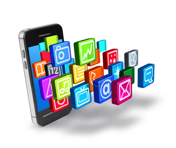 Okostelefon alkalmazások ikon szimbólumok — Stock Fotó