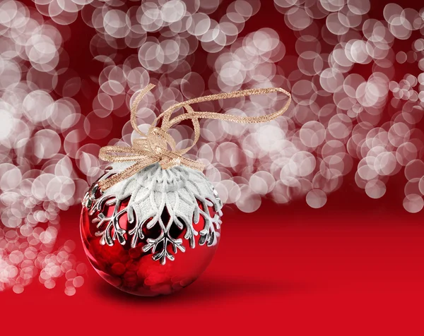 Christmas ball red bokeh background — Stock Photo, Image