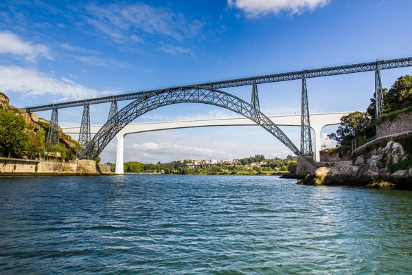 stock image Metallic and Beam Bridges, Porto, River, Portugal