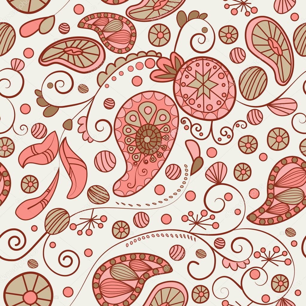 Paisley pattern with flowers