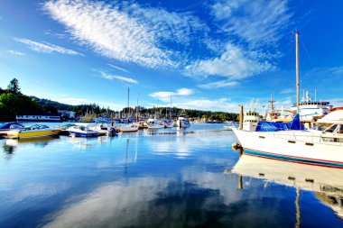 Gig Harbor, WA. Small town downtown marina area. clipart