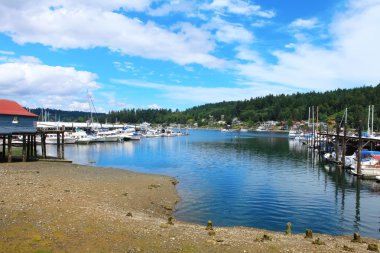 Gig Harbor, WA. Small town downtown marina area. clipart