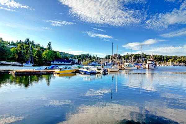 Gig Harbor, WA. Small town downtown marina area.