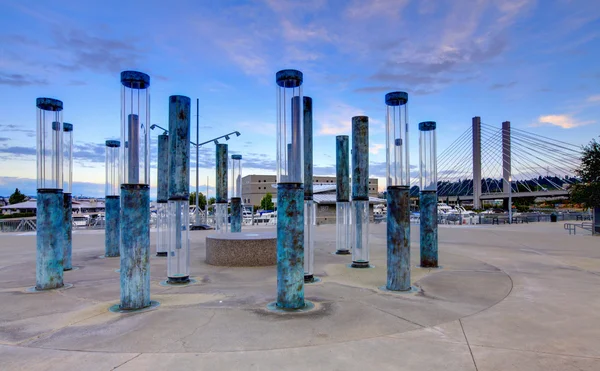 Tacoma waterfront cit downtown, narrows bridge and Marina. — Stock Photo, Image