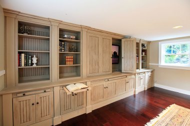 Luxury home entertainment build-in cabinets clipart