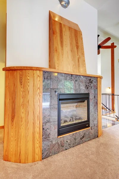 Large custom build fireplace with unique design — Stock Photo, Image