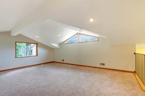 Grande chambre neuve avec tapis beige — Photo