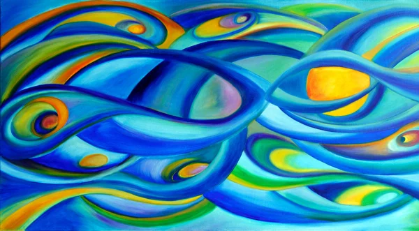 Azul universo céu pinturas a óleo sobre tela — Fotografia de Stock