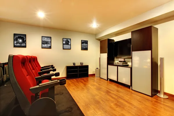 Home TV movie theater entertainment room interior. — Stock Photo, Image