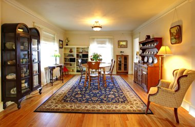 Cute old house dining room with English style. clipart