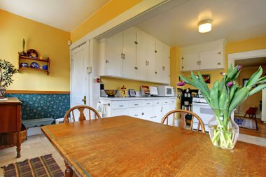 Old English charming kitchen interior. clipart