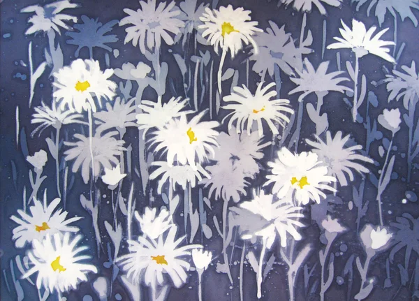 Pintado abstracto de fondo con flores de manzanilla . — Foto de Stock
