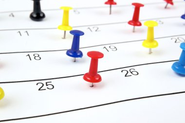 Calendar with pushpins clipart
