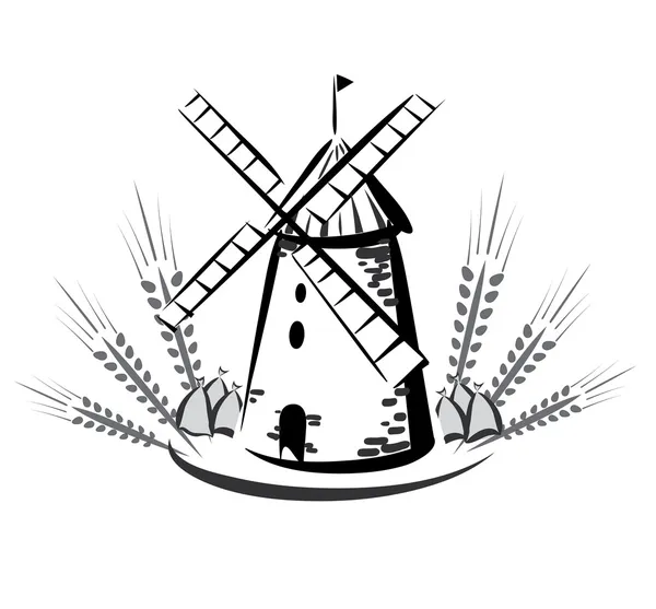 Emblema del molino de viento, símbolo — Vector de stock