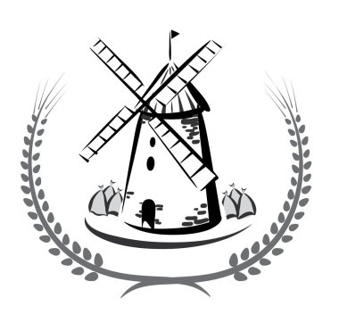 Wind mill emblem, grocery products symbol