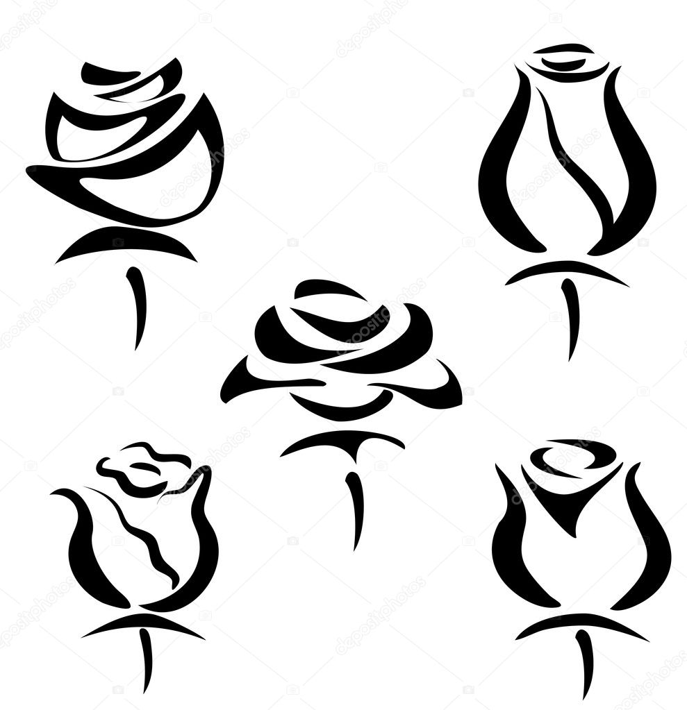 Set of rose symbols