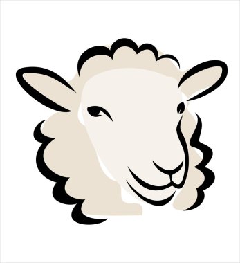 Happy sheep portrait clipart