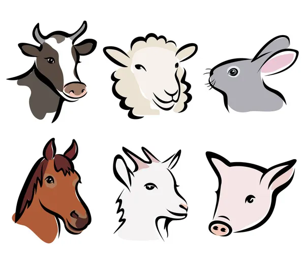Conjunto de animais de fazenda de símbolos — Vetor de Stock