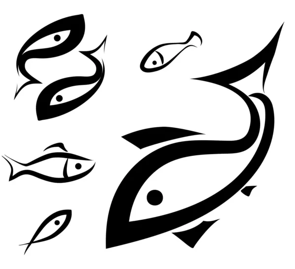 Jeu de symboles comme logo poisson — Image vectorielle