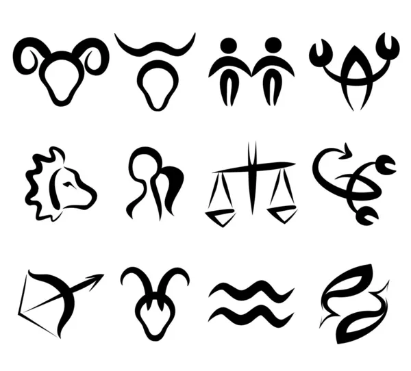 Conjunto de símbolos do zodíaco — Vetor de Stock