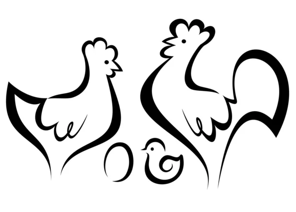 Hühnersymbole gesetzt — Stockvektor