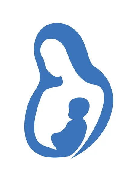 Moeder en baby vector silhouet — Stockvector