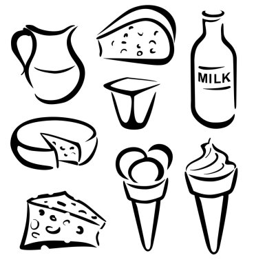 Set of dairy products clipart