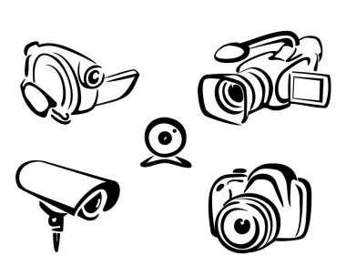 Video and photo cameras collection clipart