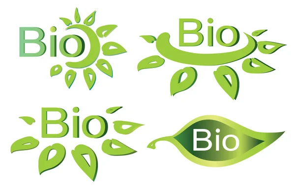 Biokonzept mit Logos und Symbolen — Stockvektor