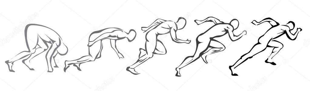 Sprint concept. set of symbols running man