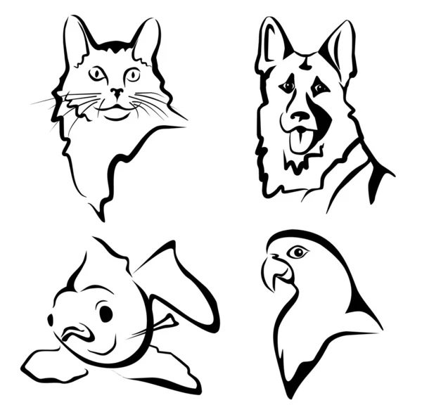 Conjunto de retratos de mascotas — Archivo Imágenes Vectoriales